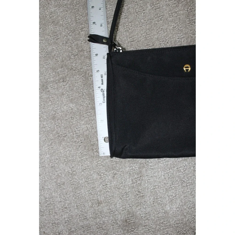 VTG Etienne Aigner Black Nylon Crossbody Bag Gold Logo 7220RN‎ Small Purse